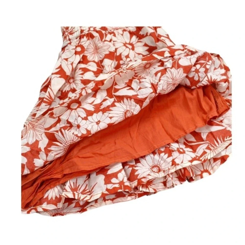 American Eagle Floral Tiered Ruffle Mini Skort‎ Skirt Orange White M
